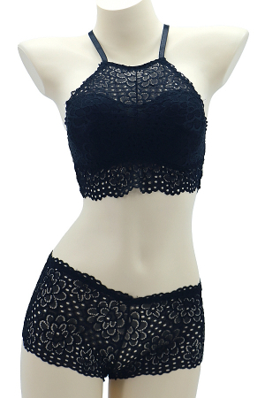 Seturi și Compleuri - Set 2 piese lenjerie intima, top si chiloti SMT8858negru