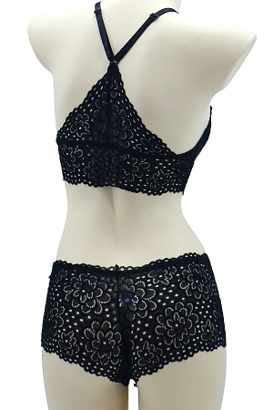 Seturi și Compleuri - Set 2 piese lenjerie intima, top si chiloti SMT8858negru