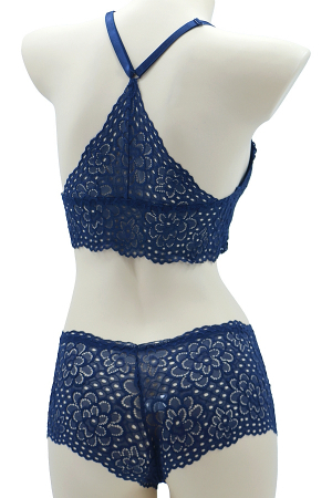 Seturi și Compleuri - Set 2 piese lenjerie intima, top si chiloti SMT8858bleumarin