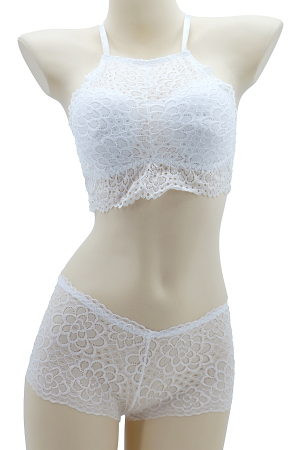 Seturi și Compleuri - Set 2 piese lenjerie intima, top si chiloti SMT8858alb