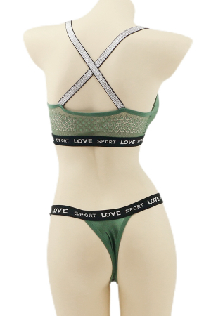 Seturi și Compleuri - Set 2 piese lenjerie intima, top si chiloti tanga YAN-006verde