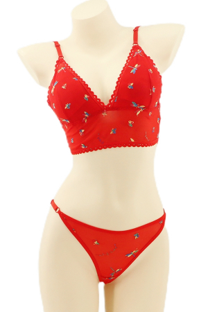 Seturi și Compleuri - Set 2 piese lenjerie intima, top si chiloti tanga YAN-K5530rosu