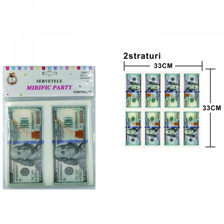 Set 20 servetele party cu 2 straturi 33 x 33 cm PZ3088