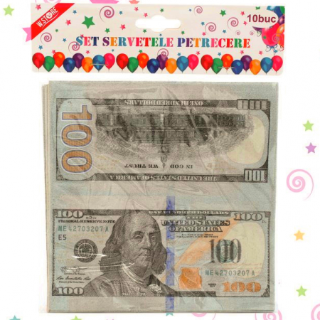 Articole party - Set 10 servetele inscriptionate cu dolari 075161