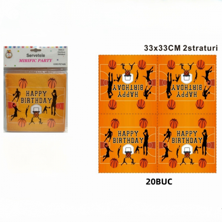 Accesorii party - Set 20 servetele party cu 2 straturi, tematica Baschet 33 x 33 cm PZ7426