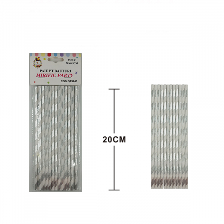 Tacâmuri - Set 25 paie pentru bauturi din hartie 20 cm QT9240