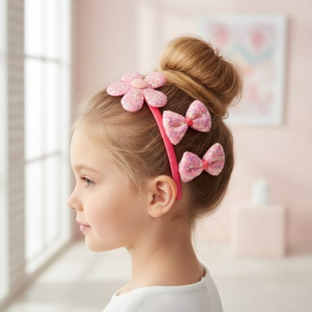 Produse pentru păr - Set 3 accesorii de par A2-3437-7-A-roz