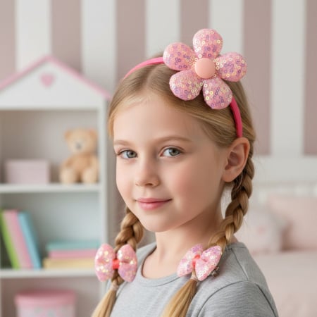 Cosmetice - Set 3 accesorii de par A2-3437-7-A-rosu