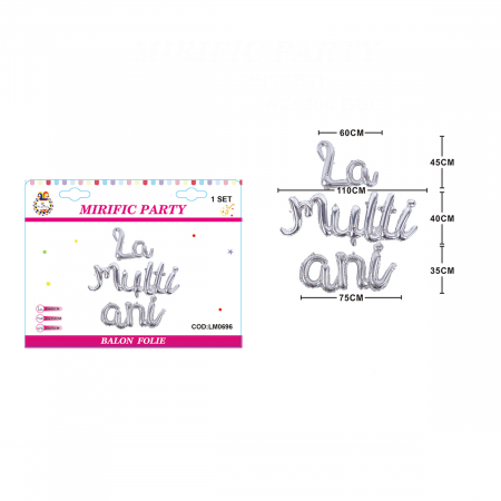 Baloane - Set 3 baloane din folie de aluminiu 'La multi ani' LM0696