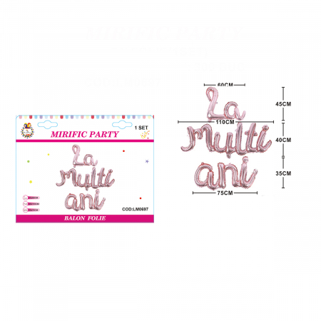 Baloane - Set 3 baloane din folie de aluminiu 'La multi ani' LM0697