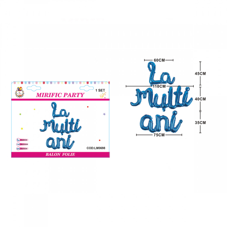 Baloane - Set 3 baloane din folie de aluminiu 'La multi ani' LM0698