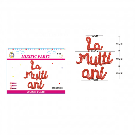 Baloane - Set 3 baloane din folie de aluminiu 'La multi ani' LM0699