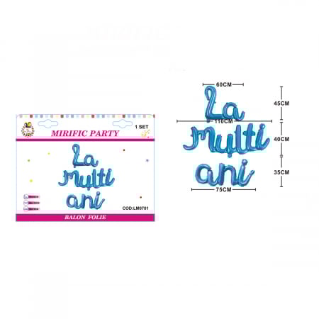 Baloane - Set 3 baloane din folie de aluminiu 'La multi ani' LM0701