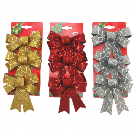 Articole pentru sărbători - Set 3 fundite decorative pentru Craciun 10 x 13 cm 009094