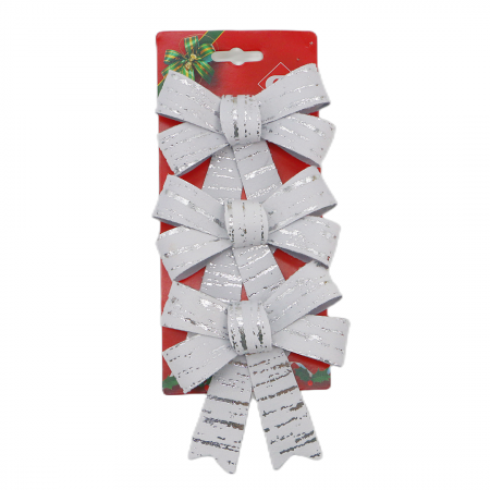 Articole pentru sărbători - Set 3 fundite decorative pentru Craciun 10 x 13 cm 009360alb
