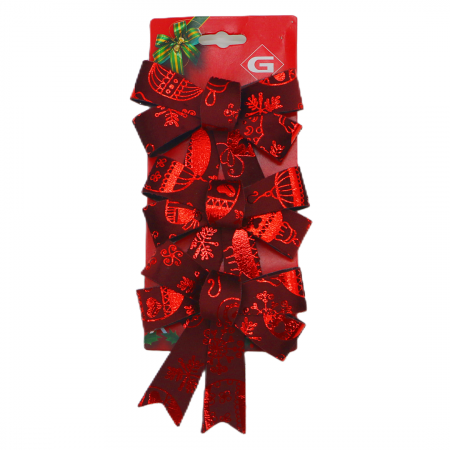 Articole pentru sărbători - Set 3 fundite decorative pentru Craciun 10 x 13 cm 009698rosu