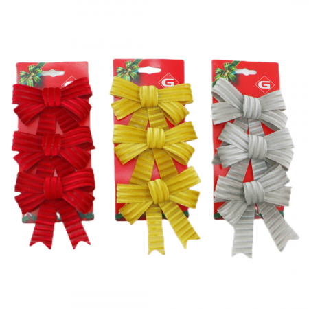 Articole pentru sărbători - Set 3 fundite decorative pentru Craciun 10 x 13 cm 089935