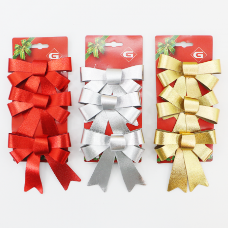 Articole pentru sărbători - Set 3 fundite decorative pentru Craciun 10 x 13 cm 943475