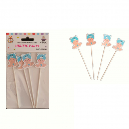 Accesorii party - Set 4 decoratiuni pentru tort ' Figurina bebe ' QT9546