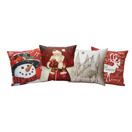Lenjerii bumbac finet - Set 4 huse pentru fete de perna, model Craciun 45 x 45 cm 6220-4mixt