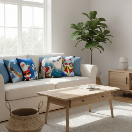 Articole pentru sărbători - Set 4 huse pentru fete de perna, model Craciun 45 x 45 cm 6220-4mixt