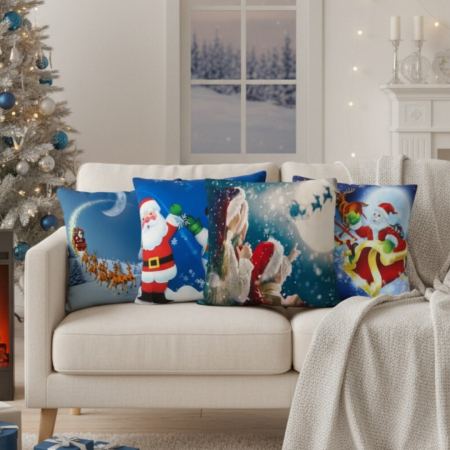 Articole pentru sărbători - Set 4 huse pentru fete de perna, model Craciun 45 x 45 cm 6220-4mixt