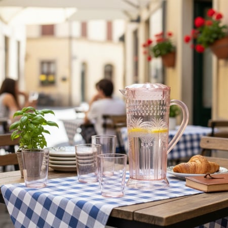 Carafe și decantoare - Set 4 pahare 250 ml si carafa 2000 ml SHYE-6125-4roz