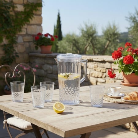 Carafe și decantoare - Set 4 pahare 300 ml si carafa 2200 ml SHYE-5399-4transparent