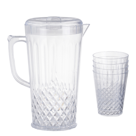 Carafe și decantoare - Set 4 pahare 300 ml si carafa 2200 ml SHYE-5399-4transparent