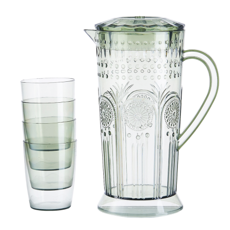 Carafe și decantoare - Set 4 pahare 250 ml si carafa 2000 ml SHYE-6125-4verde