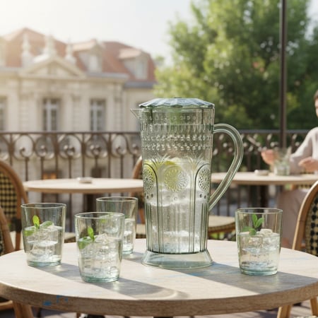 Carafe și decantoare - Set 4 pahare 250 ml si carafa 2000 ml SHYE-6125-4verde