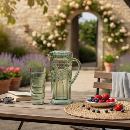 Carafe și decantoare - Set 4 pahare 250 ml si carafa 2000 ml SHYE-6125-4verde