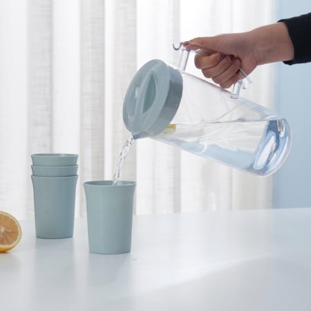 Carafe și decantoare - Set 4 pahare si carafa 1500 ml SHYE-5728-4albastru