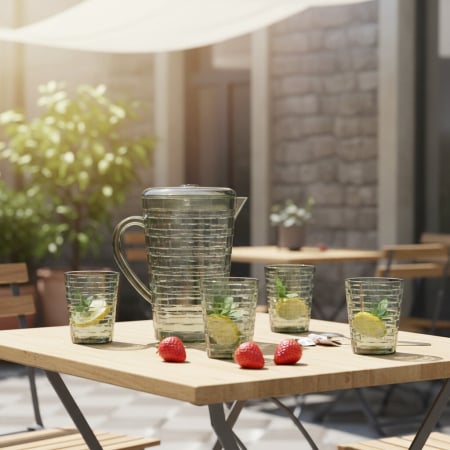 Carafe și decantoare - Set 4 pahare 300 ml si carafa 2000 ml SHYE-5590-4verde
