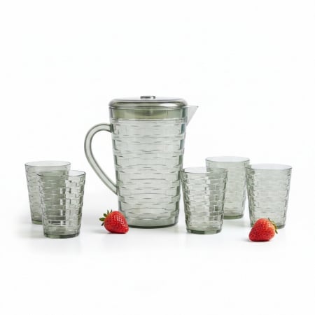 Carafe și decantoare - Set 4 pahare 300 ml si carafa 2000 ml SHYE-5590-4verde