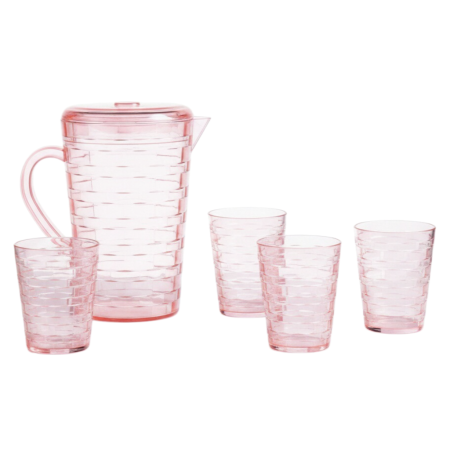 Carafe și decantoare - Set 4 pahare 300 ml si carafa 2000 ml SHYE-5590-4roz