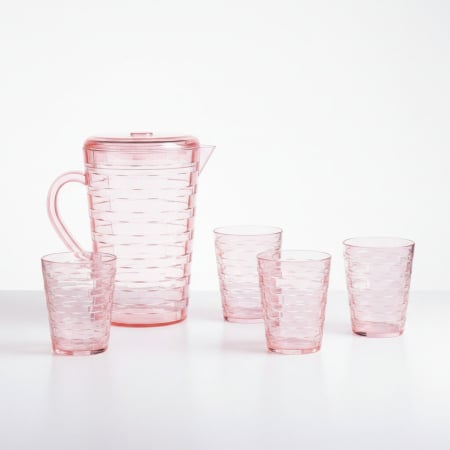 Carafe și decantoare - Set 4 pahare 300 ml si carafa 2000 ml SHYE-5590-4roz