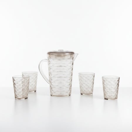 Carafe și decantoare - Set 4 pahare 300 ml si carafa 2000 ml SHYE-5590-4auriu deschis