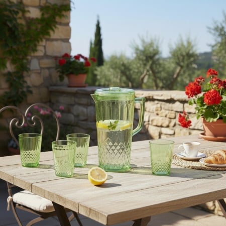 Carafe și decantoare - Set 4 pahare 300 ml si carafa 2200 ml SHYE-5399-4verde