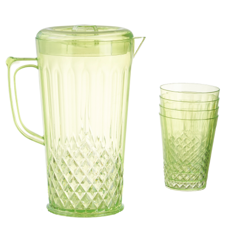 Carafe și decantoare - Set 4 pahare 300 ml si carafa 2200 ml SHYE-5399-4verde