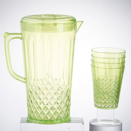 Carafe și decantoare - Set 4 pahare 300 ml si carafa 2200 ml SHYE-5399-4verde