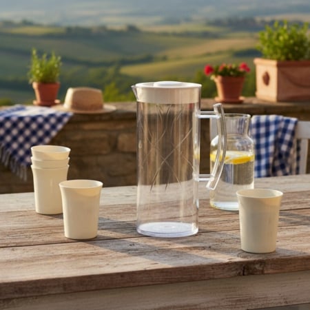 Carafe și decantoare - Set 4 pahare si carafa 1500 ml SHYE-5728-4crem