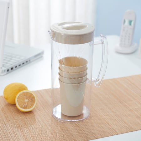 Carafe și decantoare - Set 4 pahare si carafa 1500 ml SHYE-5728-4crem