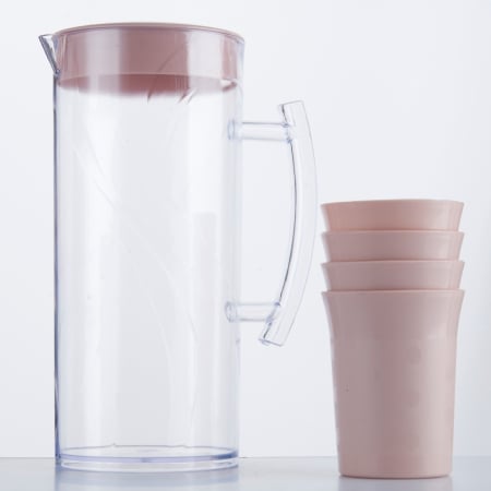Carafe și decantoare - Set 4 pahare si carafa 1500 ml SHYE-5728-4roz
