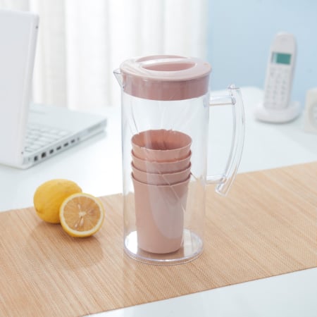 Carafe și decantoare - Set 4 pahare si carafa 1500 ml SHYE-5728-4roz