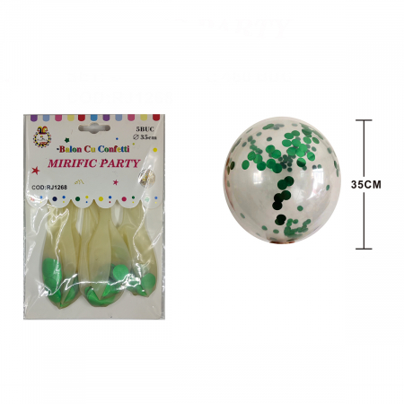 Baloane - Set 5 baloane transparente din latex cu confetti 35 cm RJ1268