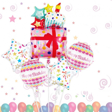 Articole party - Set aranjament 5 baloane ' Happy Birthday ' 063869