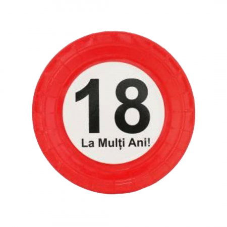 Tacâmuri - Set 6 farfurii pentru petrecere ' La Multi Ani! 18 ' 18 cm 063560