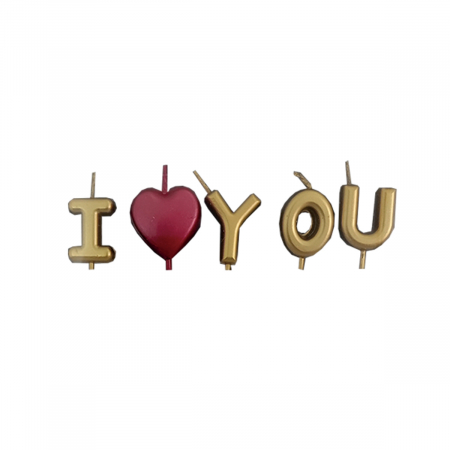 Lumânări tort - Set 5 lumanari aniversare pentru tort ' I Love You ' 5 cm LZ2551