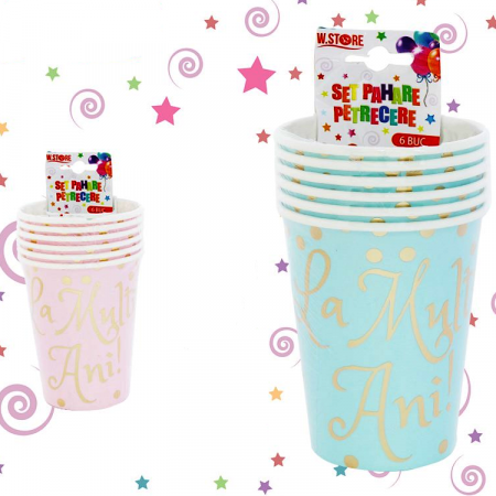 Tacâmuri - Set 6 pahare pentru petrecere ' La multi ani ' 058810